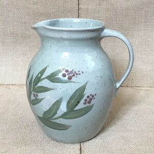 Berry And Vine Art Pottery Pitcher Jug Vase Cottage Core Farmhouse Rustic